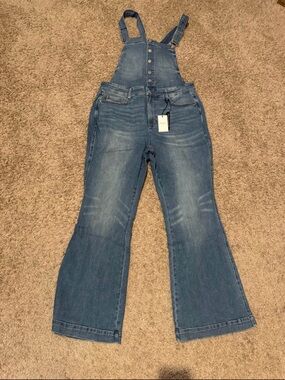 Judy Blue Medium Blue Flared Denim Overalls
